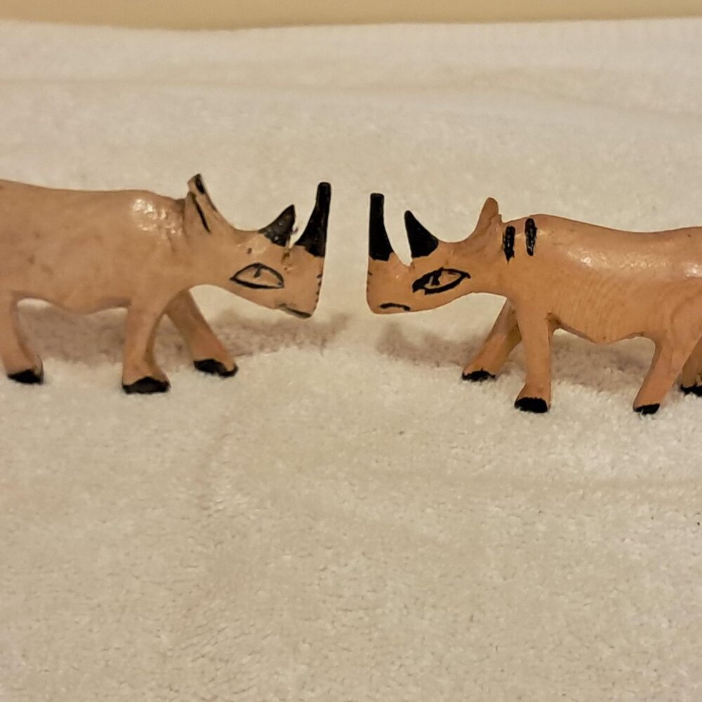 African Hand Carved Wooden Figures (2) - Picture 2 of 3